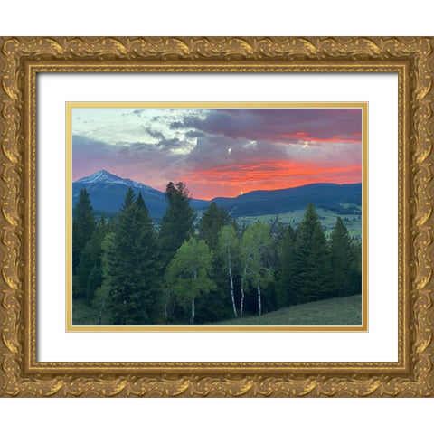Sunset View From The Cabin Gold Ornate Wood Framed Art Print with Double Matting by Coppel, Anna