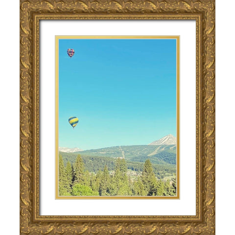 Hot Air Balloons Gold Ornate Wood Framed Art Print with Double Matting by Coppel, Anna