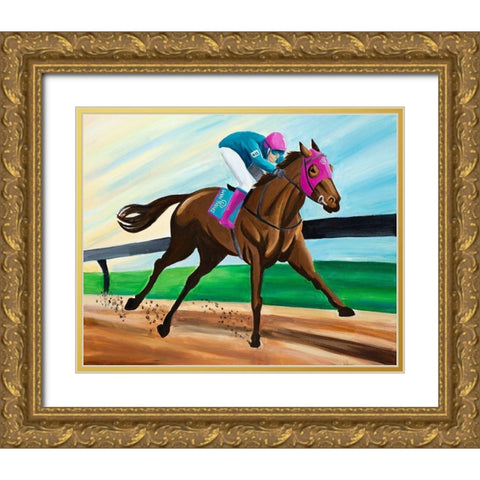 Race Horse Gold Ornate Wood Framed Art Print with Double Matting by Goodrich, Chelsea