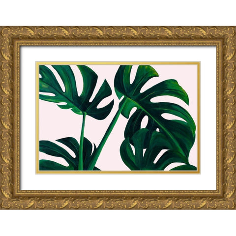 Monstera Palms Gold Ornate Wood Framed Art Print with Double Matting by Goodrich, Chelsea