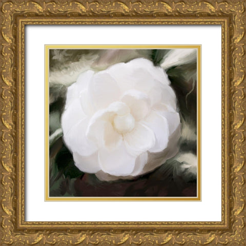 White Flower Gold Ornate Wood Framed Art Print with Double Matting by Meneely, Dan