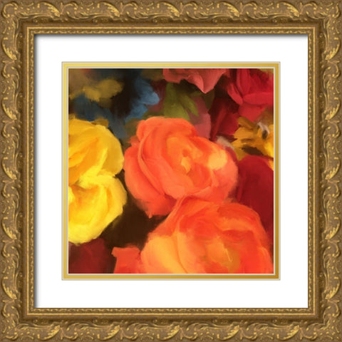 Rose Blooms Gold Ornate Wood Framed Art Print with Double Matting by Meneely, Dan