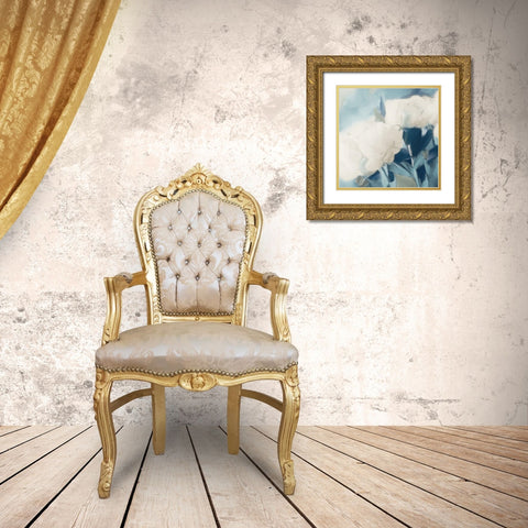 White Roses II Gold Ornate Wood Framed Art Print with Double Matting by Meneely, Dan