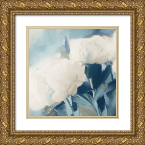 White Roses II Gold Ornate Wood Framed Art Print with Double Matting by Meneely, Dan