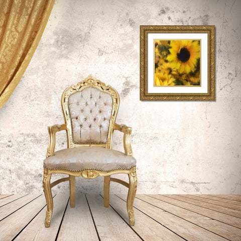 Sunflower Gold Ornate Wood Framed Art Print with Double Matting by Meneely, Dan