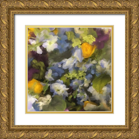 Muted Garden Flowers Gold Ornate Wood Framed Art Print with Double Matting by Meneely, Dan