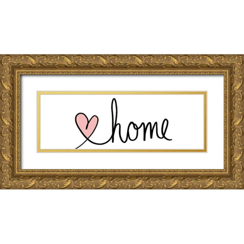 Home Gold Ornate Wood Framed Art Print with Double Matting by SD Graphics Studio
