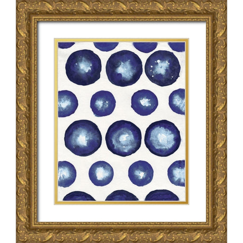 Shibori Dots Gold Ornate Wood Framed Art Print with Double Matting by Medley, Elizabeth