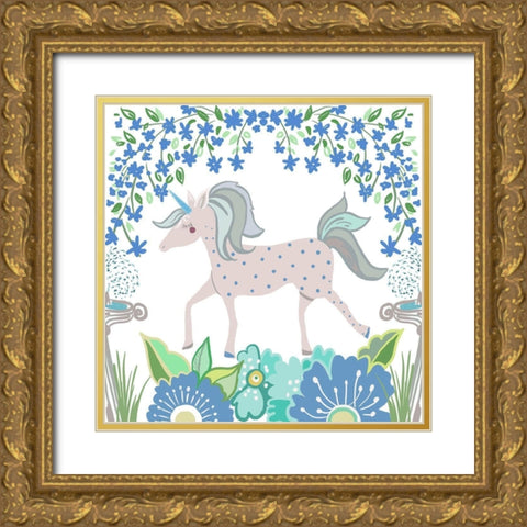 Unicorn Forest I Gold Ornate Wood Framed Art Print with Double Matting by Del Sol, Ani