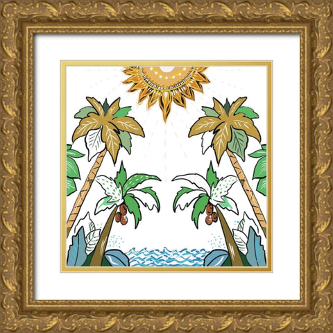 The Coastal Tropics Gold Ornate Wood Framed Art Print with Double Matting by Del Sol, Ani