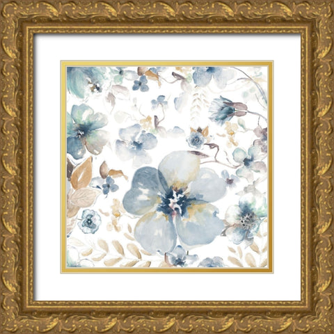 Indigo Beauty on White II Gold Ornate Wood Framed Art Print with Double Matting by Pinto, Patricia