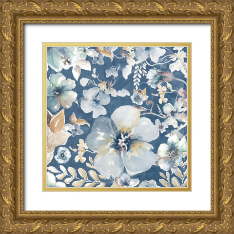 Indigo Beauty II Gold Ornate Wood Framed Art Print with Double Matting by Pinto, Patricia