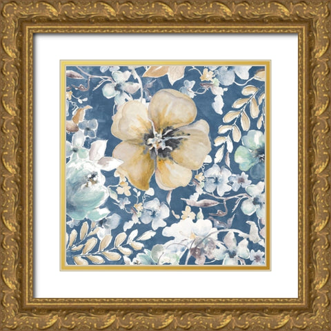 Indigo Beauty III Gold Ornate Wood Framed Art Print with Double Matting by Pinto, Patricia