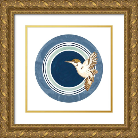 Flying Bird Circle Gold Ornate Wood Framed Art Print with Double Matting by Pinto, Patricia