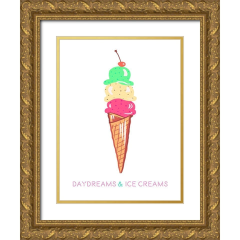 Daydreams and Ice Creams Gold Ornate Wood Framed Art Print with Double Matting by Del Sol, Ani