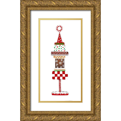 Christmas Cake Topper II Gold Ornate Wood Framed Art Print with Double Matting by Ritter, Gina