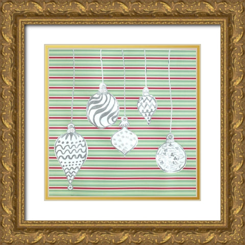 White Ornaments Gold Ornate Wood Framed Art Print with Double Matting by Ritter, Gina