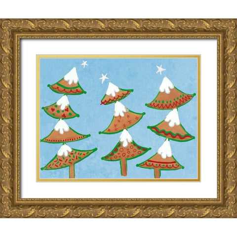 Gingerbread Christmas Craze Gold Ornate Wood Framed Art Print with Double Matting by Ritter, Gina