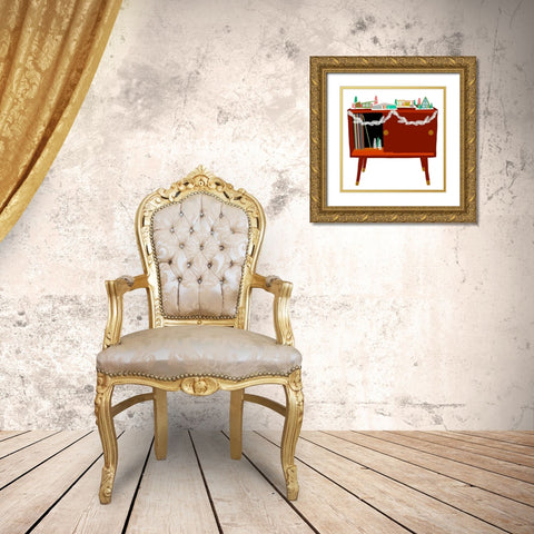 Mid Century Christmas Gold Ornate Wood Framed Art Print with Double Matting by Bucheli, Jen