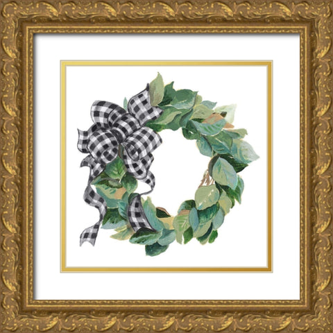 Farmhouse Christmas Gold Ornate Wood Framed Art Print with Double Matting by Pinto, Patricia