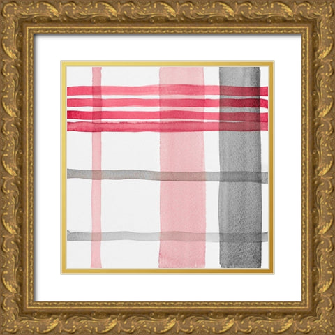 Red Plaid II Gold Ornate Wood Framed Art Print with Double Matting by Loreth, Lanie