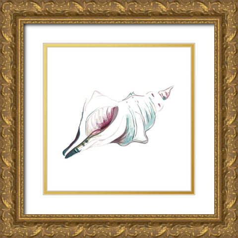 Seashell Square Gold Ornate Wood Framed Art Print with Double Matting by Beauchamp, Andy
