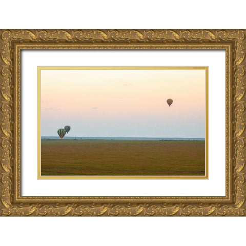 Hot Air Balloons over Kenya II Gold Ornate Wood Framed Art Print with Double Matting by Mansfield, Kathy