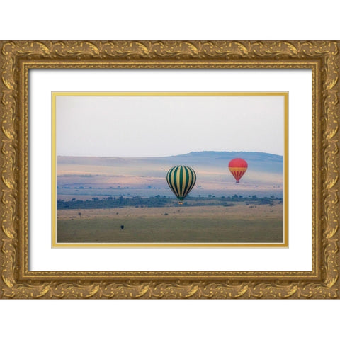 Hot Air Balloons over Kenya I Gold Ornate Wood Framed Art Print with Double Matting by Mansfield, Kathy