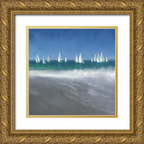 Harbor Sailing Gold Ornate Wood Framed Art Print with Double Matting by Meneely, Dan