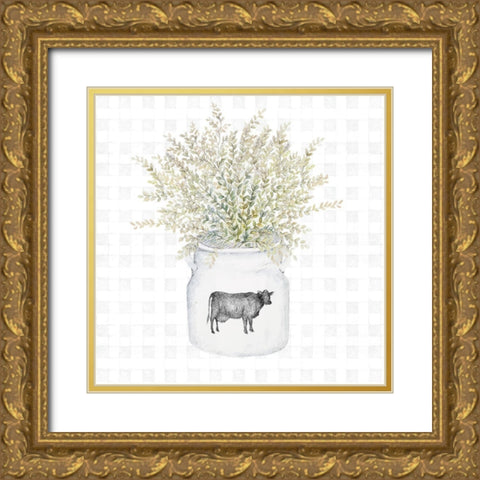 Potted Farm Herbs III Gold Ornate Wood Framed Art Print with Double Matting by Gaynor, Janice