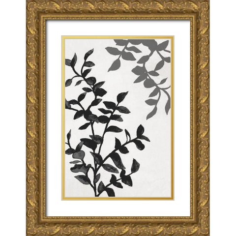 Botanical In Noir II Gold Ornate Wood Framed Art Print with Double Matting by Gaynor, Janice