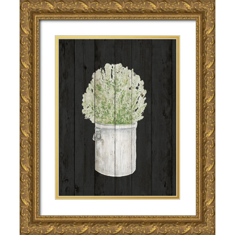 Herbs on Black Wood II Gold Ornate Wood Framed Art Print with Double Matting by Gaynor, Janice