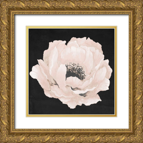 Pink Flower on Black II Gold Ornate Wood Framed Art Print with Double Matting by Medley, Elizabeth