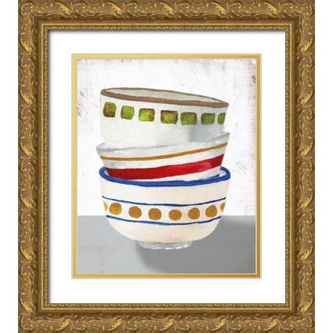 Stacked Bowls I Gold Ornate Wood Framed Art Print with Double Matting by Medley, Elizabeth