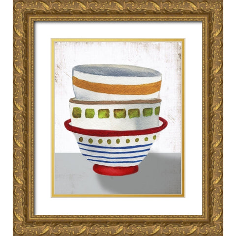 Stacked Bowls II Gold Ornate Wood Framed Art Print with Double Matting by Medley, Elizabeth
