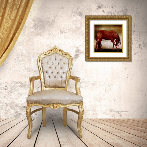 Red Horse I Gold Ornate Wood Framed Art Print with Double Matting by Medley, Elizabeth