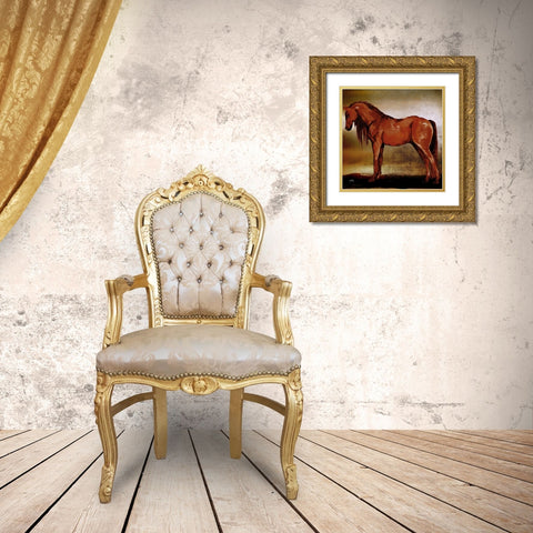 Red Horse II Gold Ornate Wood Framed Art Print with Double Matting by Medley, Elizabeth