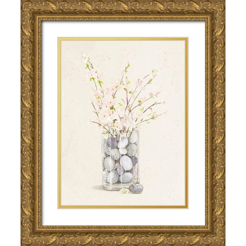 Spring Vase With Pebbles Gold Ornate Wood Framed Art Print with Double Matting by Pinto, Patricia