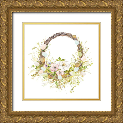 Easter Wreath Gold Ornate Wood Framed Art Print with Double Matting by Pinto, Patricia