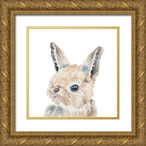 Baby Bunny Close Up Gold Ornate Wood Framed Art Print with Double Matting by Pinto, Patricia