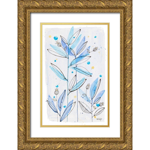 Botanical Stamp I Gold Ornate Wood Framed Art Print with Double Matting by Krinlox
