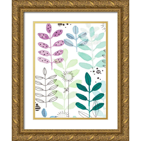 Botanics I Gold Ornate Wood Framed Art Print with Double Matting by Krinlox