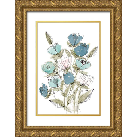 Blooming Spring II Gold Ornate Wood Framed Art Print with Double Matting by Krinlox