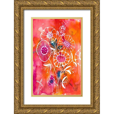 Brightest Blooms Gold Ornate Wood Framed Art Print with Double Matting by Krinlox