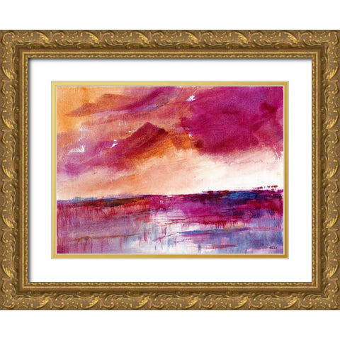 Reflection of a Crimson Sky Gold Ornate Wood Framed Art Print with Double Matting by Loreth, Lanie