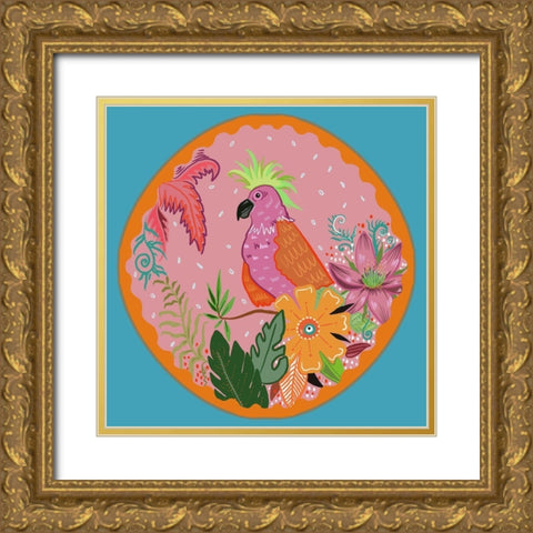 Cockatoo Gold Ornate Wood Framed Art Print with Double Matting by Del Sol, Ani