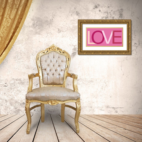 Love Gold Ornate Wood Framed Art Print with Double Matting by SD Graphics Studio