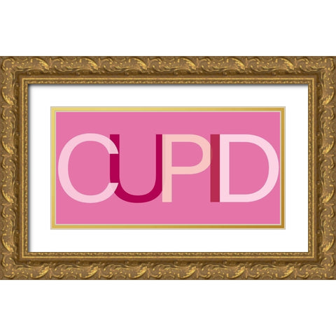 Cupid Gold Ornate Wood Framed Art Print with Double Matting by SD Graphics Studio