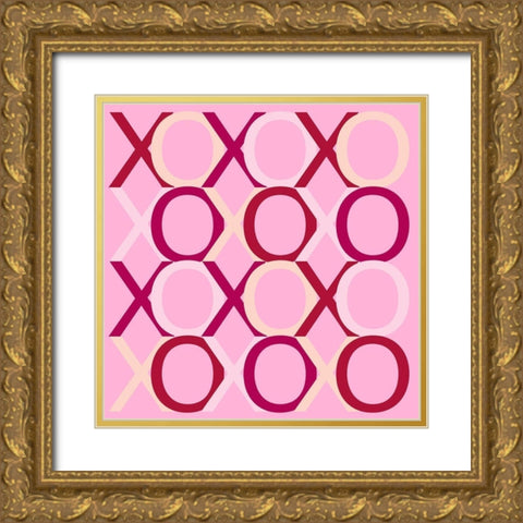 XOXO Gold Ornate Wood Framed Art Print with Double Matting by SD Graphics Studio