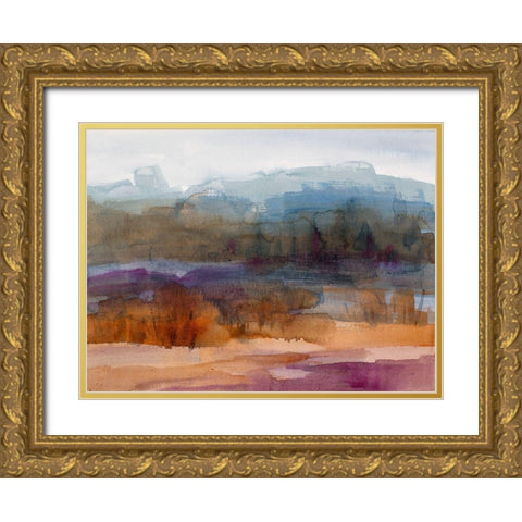 Mountain Lake Abstract Gold Ornate Wood Framed Art Print with Double Matting by Loreth, Lanie